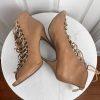 STEVE MADDEN Rebecka Lace Up Taupe Leather Peep Toes Shoes Booties Size 10