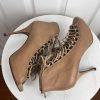 STEVE MADDEN Rebecka Lace Up Taupe Leather Peep Toes Shoes Booties Size 10