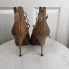 STEVE MADDEN Rebecka Lace Up Taupe Leather Peep Toes Shoes Booties Size 10