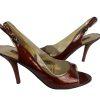 NINE WEST Brown Patent Leather open Toe  Anke Strap Heel Shoes Size 9.5M