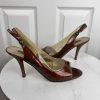 NINE WEST Brown Patent Leather open Toe  Anke Strap Heel Shoes Size 9.5M