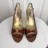 NINE WEST Brown Patent Leather open Toe  Anke Strap Heel Shoes Size 9.5M