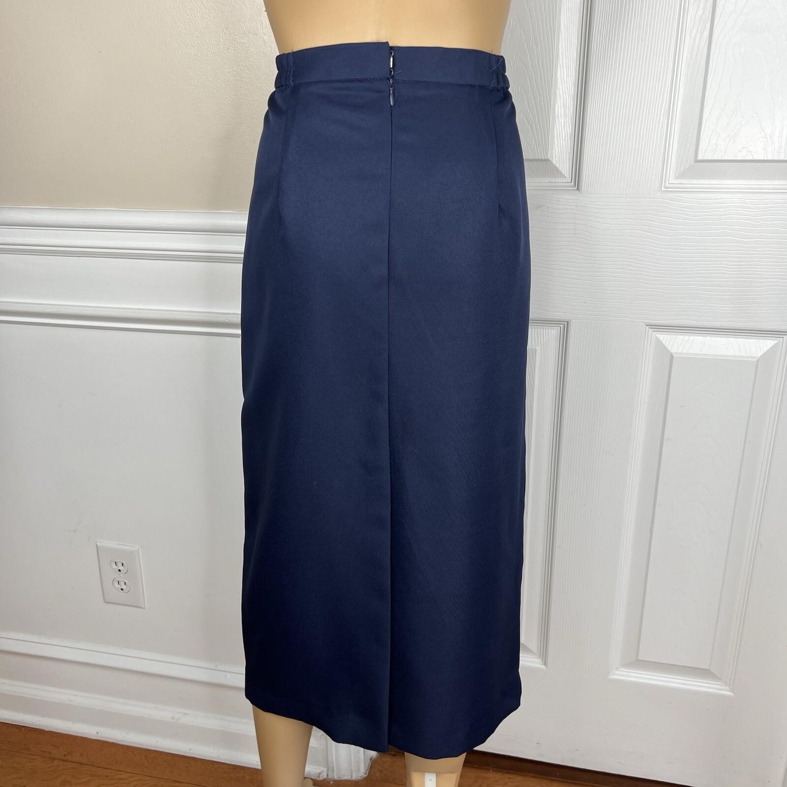 Diana Polyester Skirt Suit Size 10 Navy Blue White Lined Beaded Collarless New