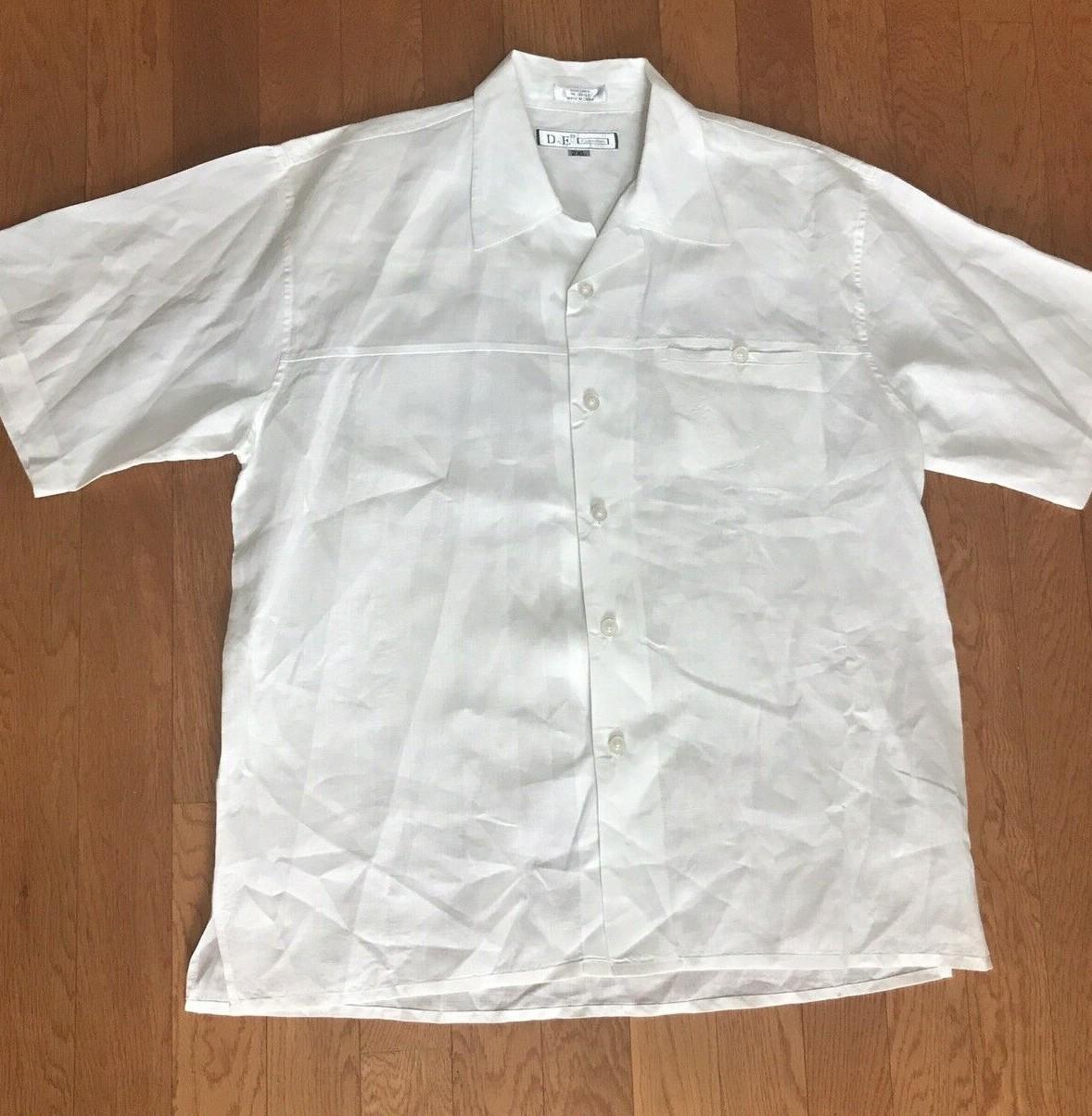 D E Collection Linen Pant 42X34 Shirt Size 2XL White Big Tall Short Sleeve 2PC