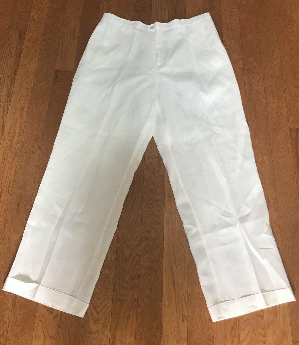 D E Collection Linen Pant 42X34 Shirt Size 2XL White Big Tall Short Sleeve 2PC
