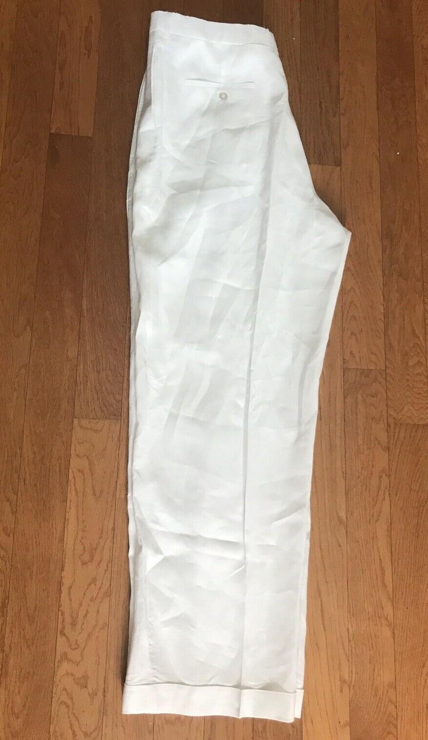 D E Collection Linen Pant 42X34 Shirt Size 2XL White Big Tall Short Sleeve 2PC