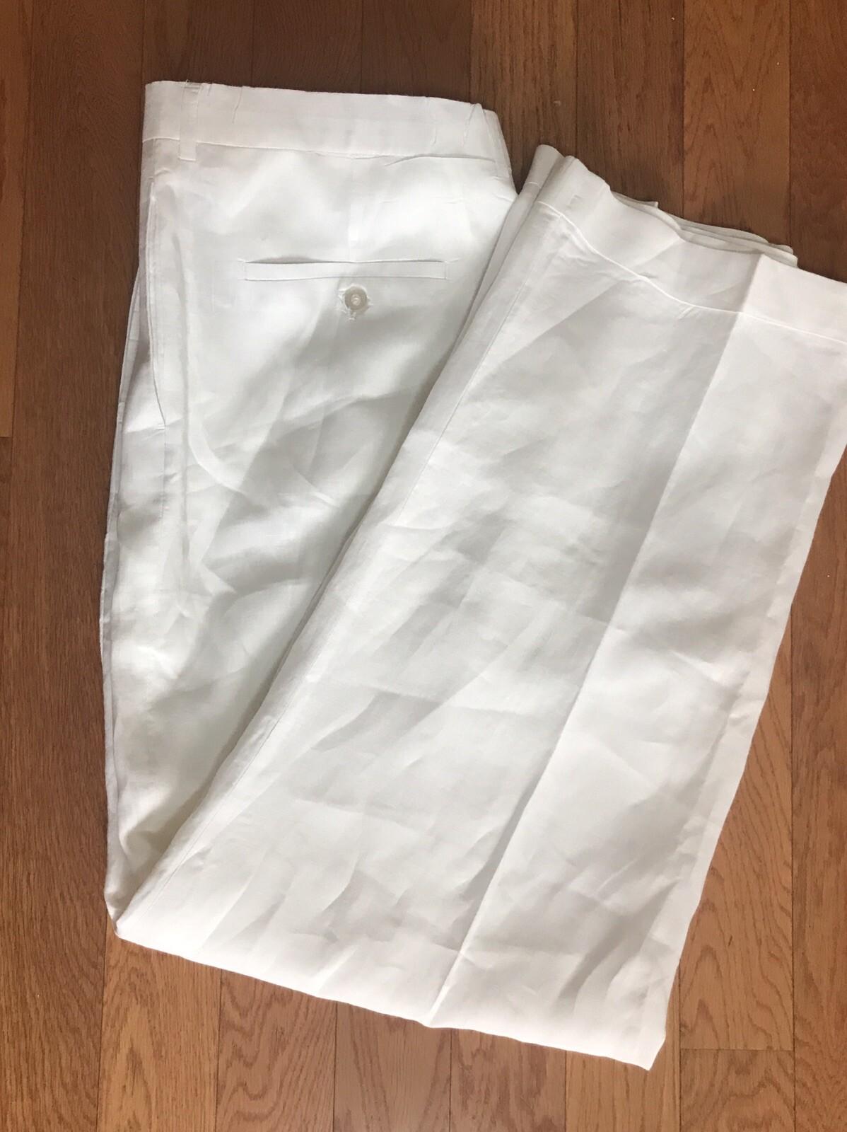 D E Collection Linen Pant 42X34 Shirt Size 2XL White Big Tall Short Sleeve 2PC