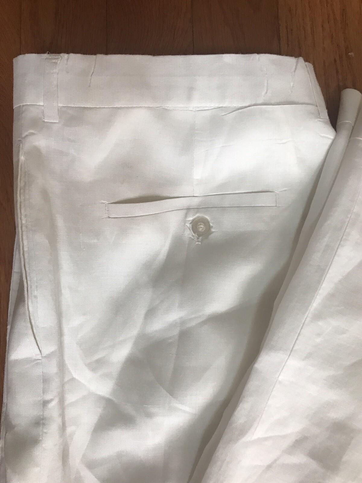 D E Collection Linen Pant 42X34 Shirt Size 2XL White Big Tall Short Sleeve 2PC