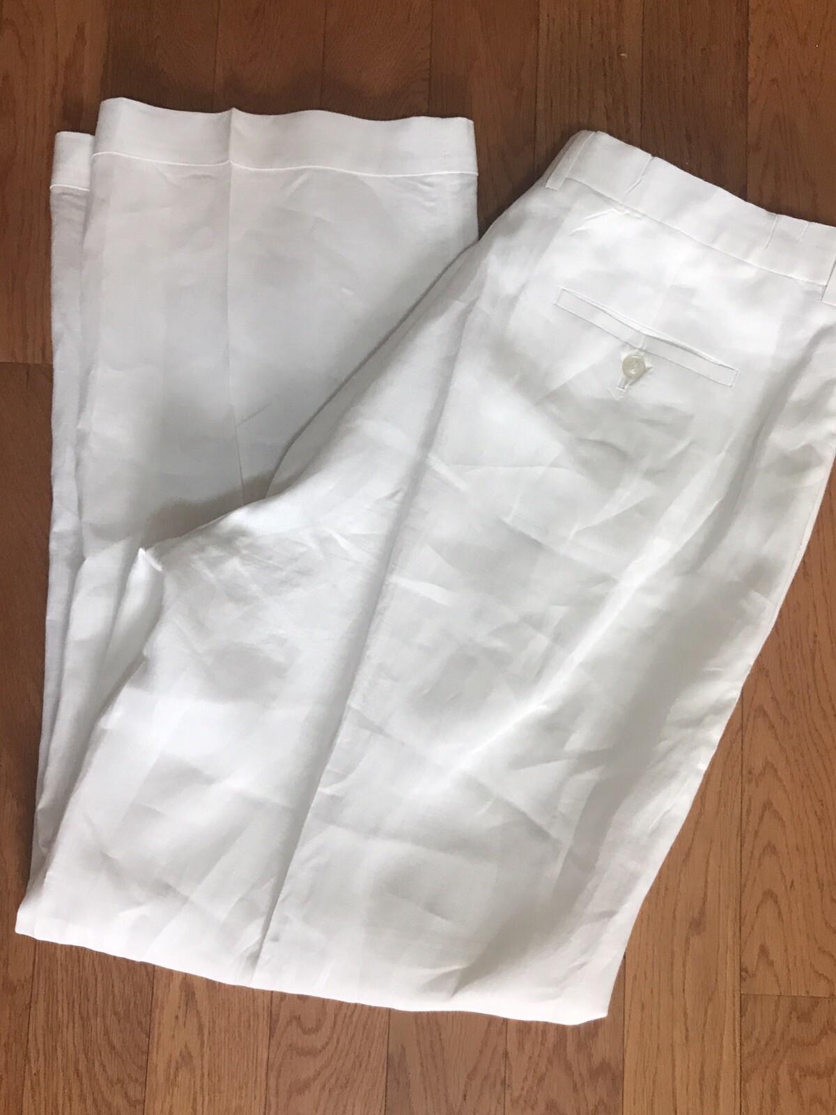 D E Collection Linen Pant 42X34 Shirt Size 2XL White Big Tall Short Sleeve 2PC