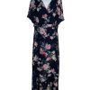 Jessica Howard Floral Maxi Dress 12 Flutter Sleeves High Low Chiffon Wrap Belted