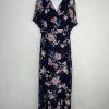 Jessica Howard Floral Maxi Dress 12 Flutter Sleeves High Low Chiffon Wrap Belted