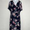 Jessica Howard Floral Maxi Dress 12 Flutter Sleeves High Low Chiffon Wrap Belted