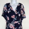 Jessica Howard Floral Maxi Dress 12 Flutter Sleeves High Low Chiffon Wrap Belted