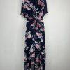 Jessica Howard Floral Maxi Dress 12 Flutter Sleeves High Low Chiffon Wrap Belted