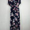 Jessica Howard Floral Maxi Dress 12 Flutter Sleeves High Low Chiffon Wrap Belted