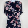 Jessica Howard Floral Maxi Dress 12 Flutter Sleeves High Low Chiffon Wrap Belted
