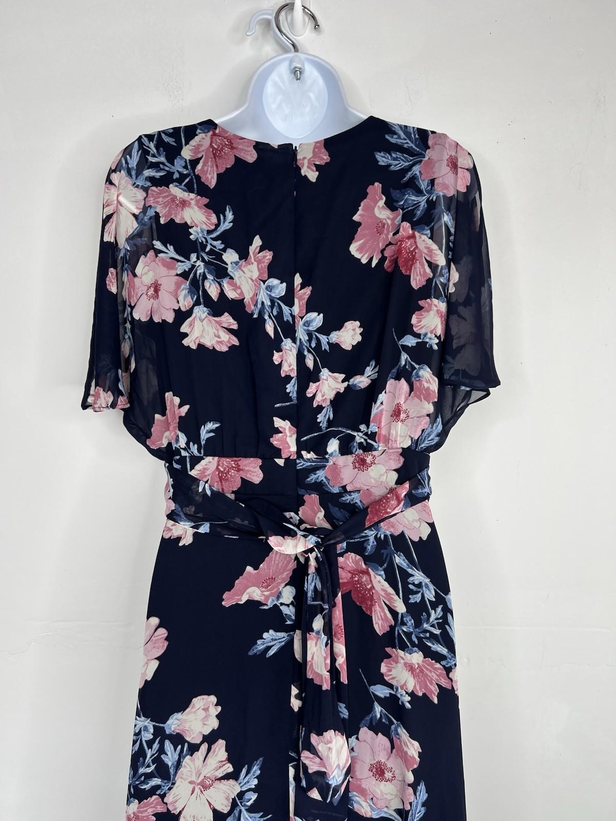 Jessica Howard Floral Maxi Dress 12 Flutter Sleeves High Low Chiffon Wrap Belted
