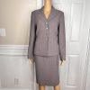 10-4327.jpg LE SUIT 2PC Wash Purple Striped Polyester Lined Peak Collar Skirt Suit Size 8