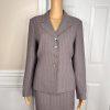 10-4328.jpg LE SUIT 2PC Wash Purple Striped Polyester Lined Peak Collar Skirt Suit Size 8