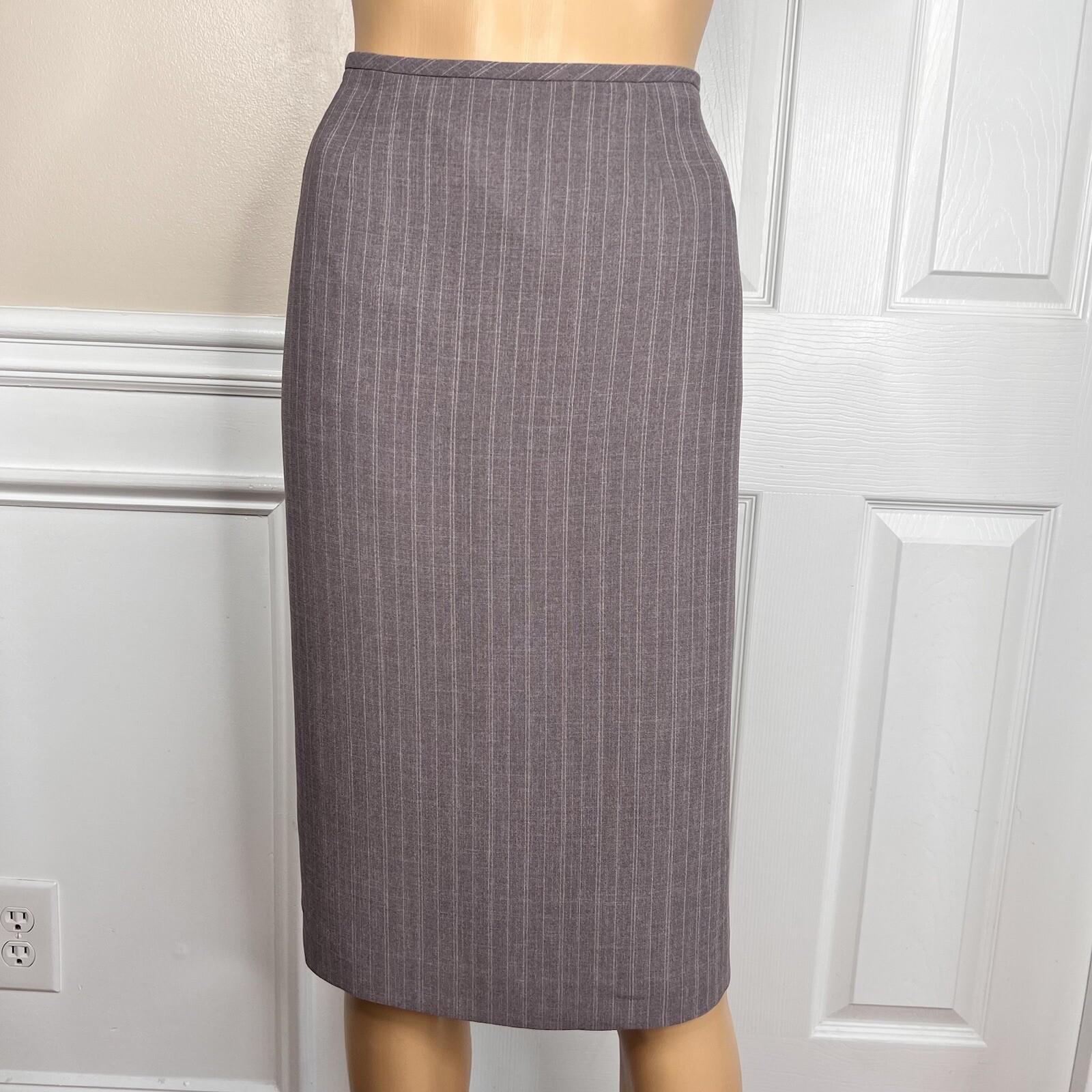 10-4330.jpg LE SUIT 2PC Wash Purple Striped Polyester Lined Peak Collar Skirt Suit Size 8