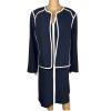 Evan Picone Polyester Stretch Dress 18 Suit 16 Navy Blue White Open Front 2PC