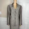 Le Suit Women Polyester Skirt Suit Size 14 Light Brown Notch Collar Pleated 2PC