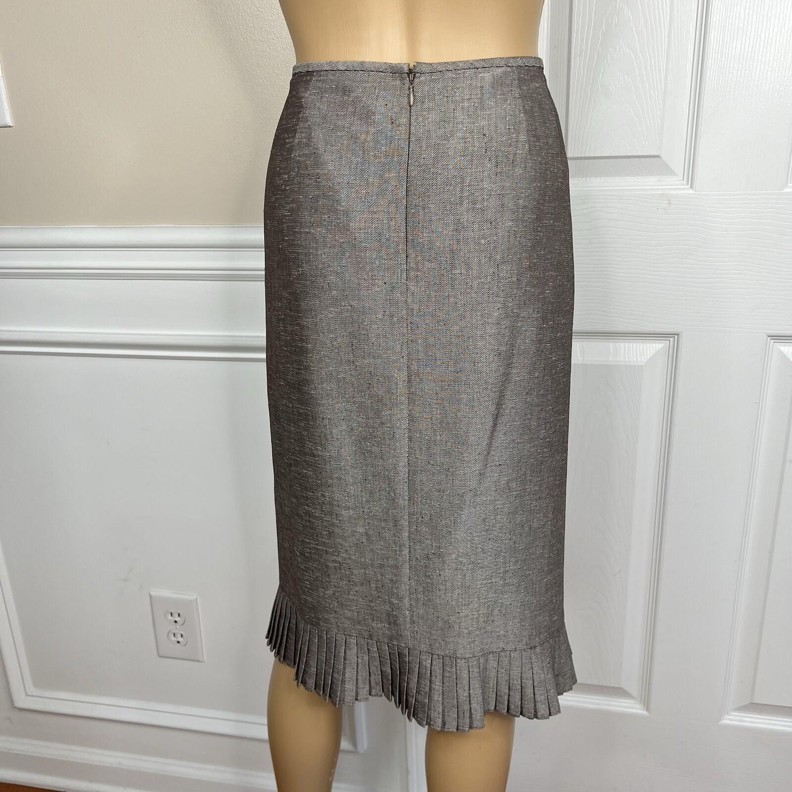 Le Suit Women Polyester Skirt Suit Size 14 Light Brown Notch Collar Pleated 2PC