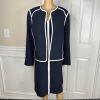 Evan Picone Polyester Stretch Dress 18 Suit 16 Navy Blue White Open Front 2PC
