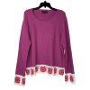 Joseph A Cotton Size XXL  Pink Crocheted Hem Boat Neck Waffle Knit Sweater