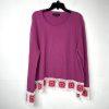Joseph A Cotton Size XXL  Pink Crocheted Hem Boat Neck Waffle Knit Sweater