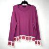 Joseph A Cotton Size XXL  Pink Crocheted Hem Boat Neck Waffle Knit Sweater
