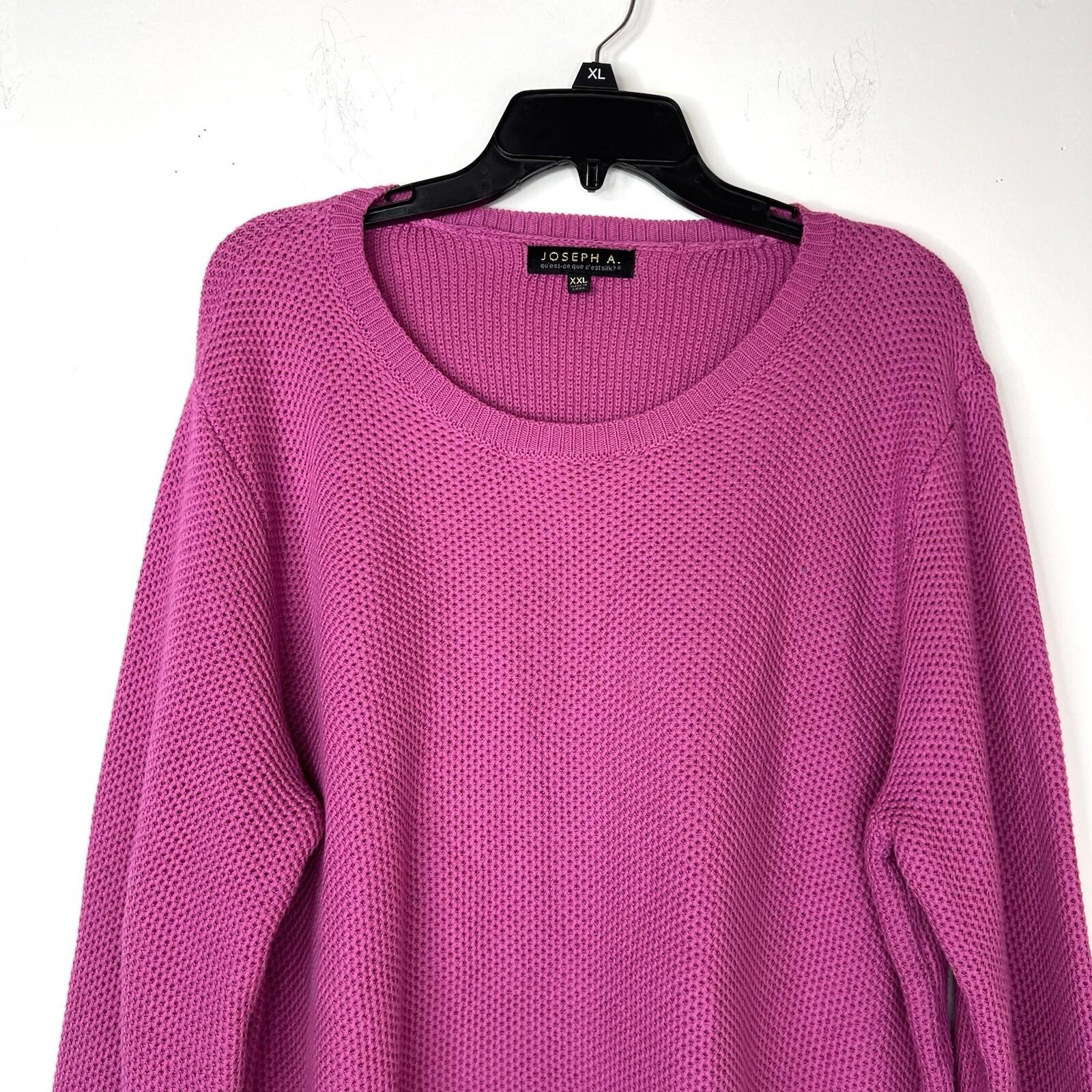 Joseph A Cotton Size XXL  Pink Crocheted Hem Boat Neck Waffle Knit Sweater