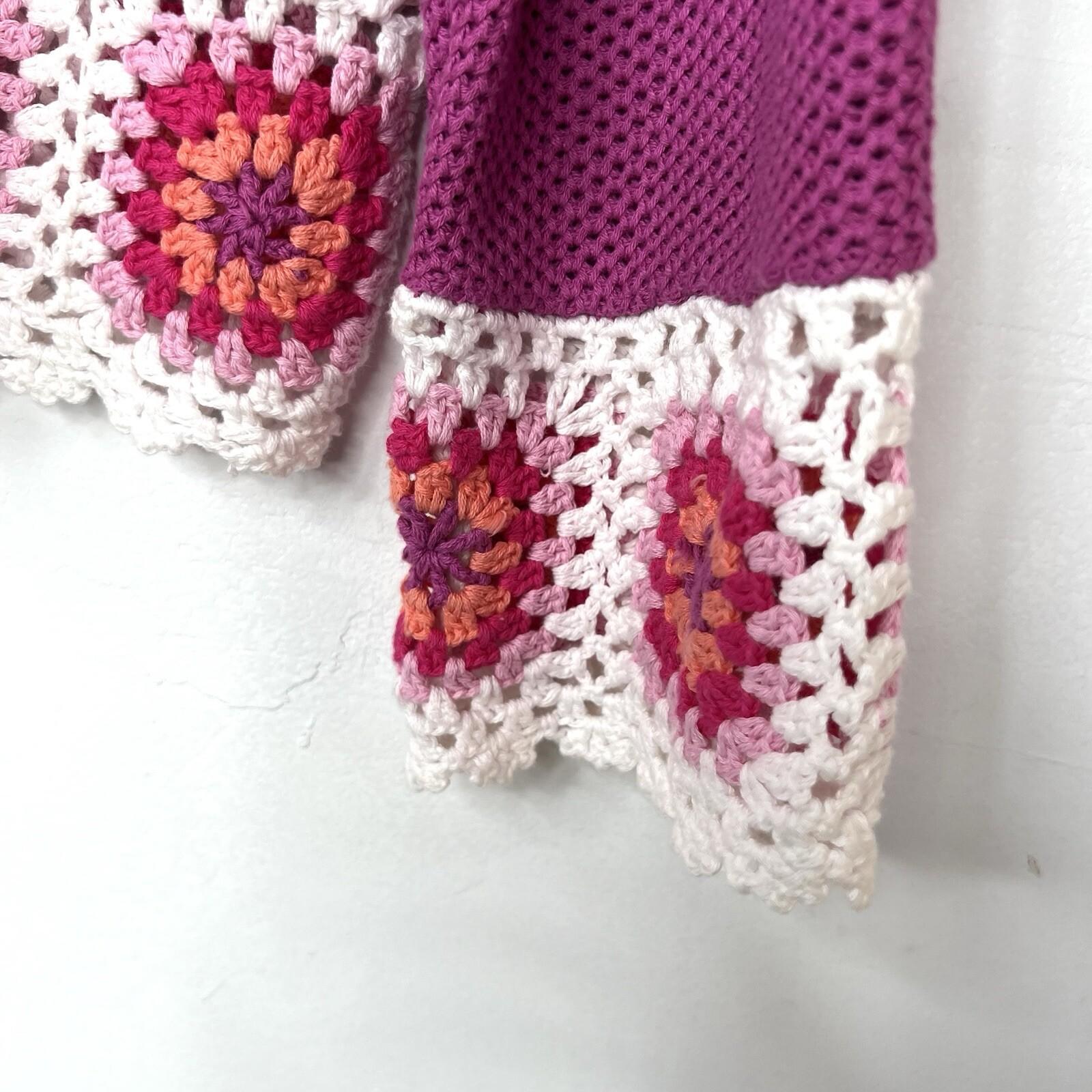 Joseph A Cotton Size XXL  Pink Crocheted Hem Boat Neck Waffle Knit Sweater