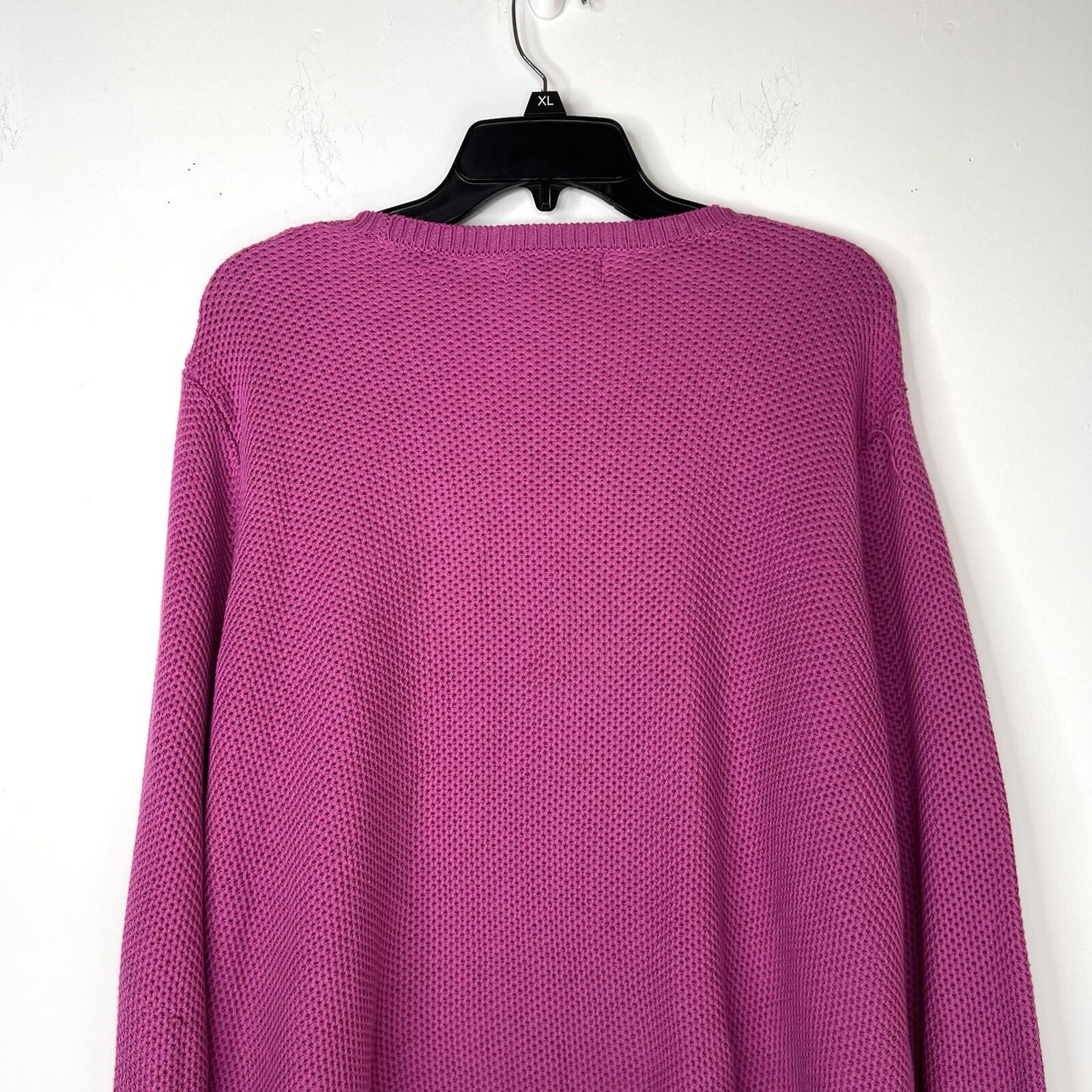 Joseph A Cotton Size XXL  Pink Crocheted Hem Boat Neck Waffle Knit Sweater