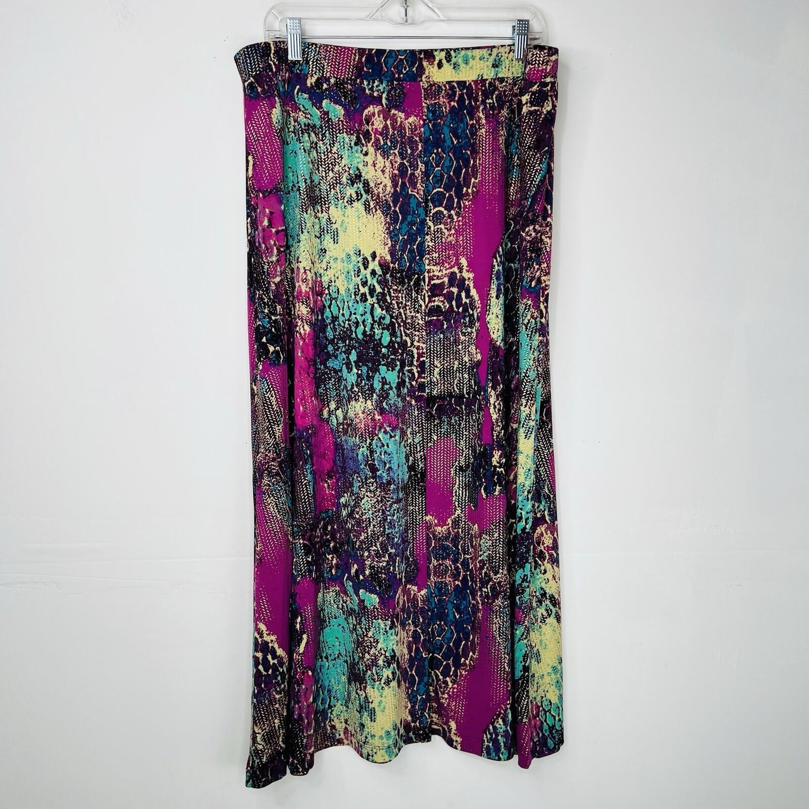 Kasper Women Polyester Skirt XL Suit 16 Pink Multi Gothic Metallic Flare 2PC