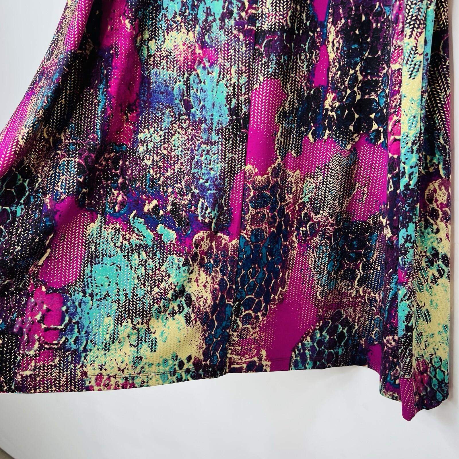 Kasper Women Polyester Skirt XL Suit 16 Pink Multi Gothic Metallic Flare 2PC