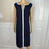Evan Picone Polyester Stretch Dress 18 Suit 16 Navy Blue White Open Front 2PC