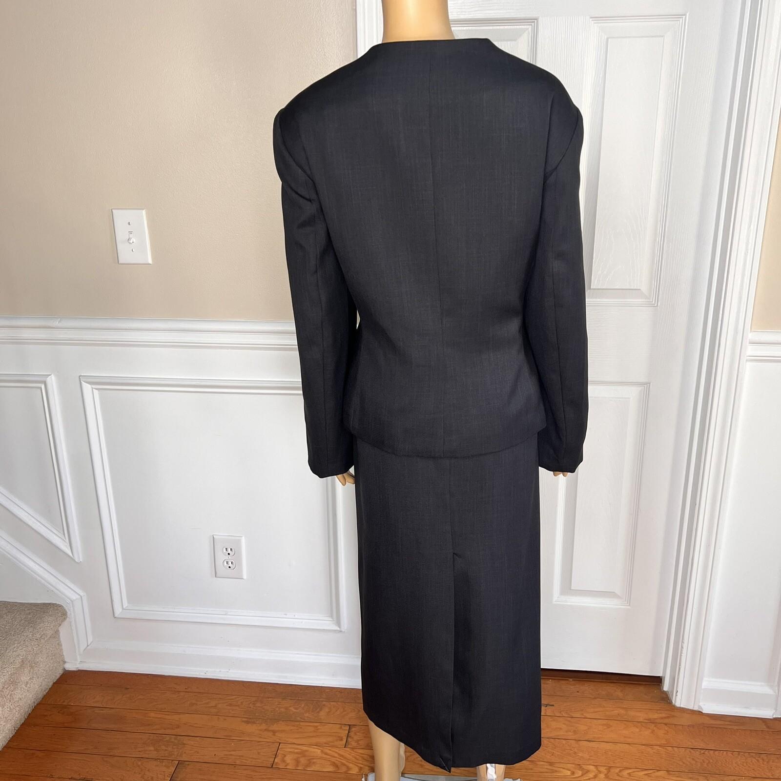 10-4380.jpg ISABELLA Women Ash Polyester Skirt Suit Size 20W Lined Collarless Ruffle 2PC