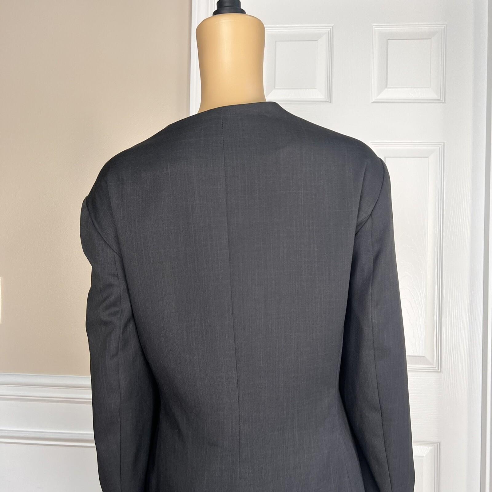 10-4382.jpg ISABELLA Women Ash Polyester Skirt Suit Size 20W Lined Collarless Ruffle 2PC