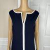 Evan Picone Polyester Stretch Dress 18 Suit 16 Navy Blue White Open Front 2PC