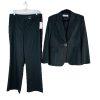 10-4390.jpg Tahari ASL Polyester Viscose Pant Suit 14P Dark Gray Peak Striped Collar 2PC New