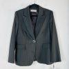 10-4391.jpg Tahari ASL Polyester Viscose Pant Suit 14P Dark Gray Peak Striped Collar 2PC New