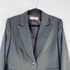 10-4392.jpg Tahari ASL Polyester Viscose Pant Suit 14P Dark Gray Peak Striped Collar 2PC New