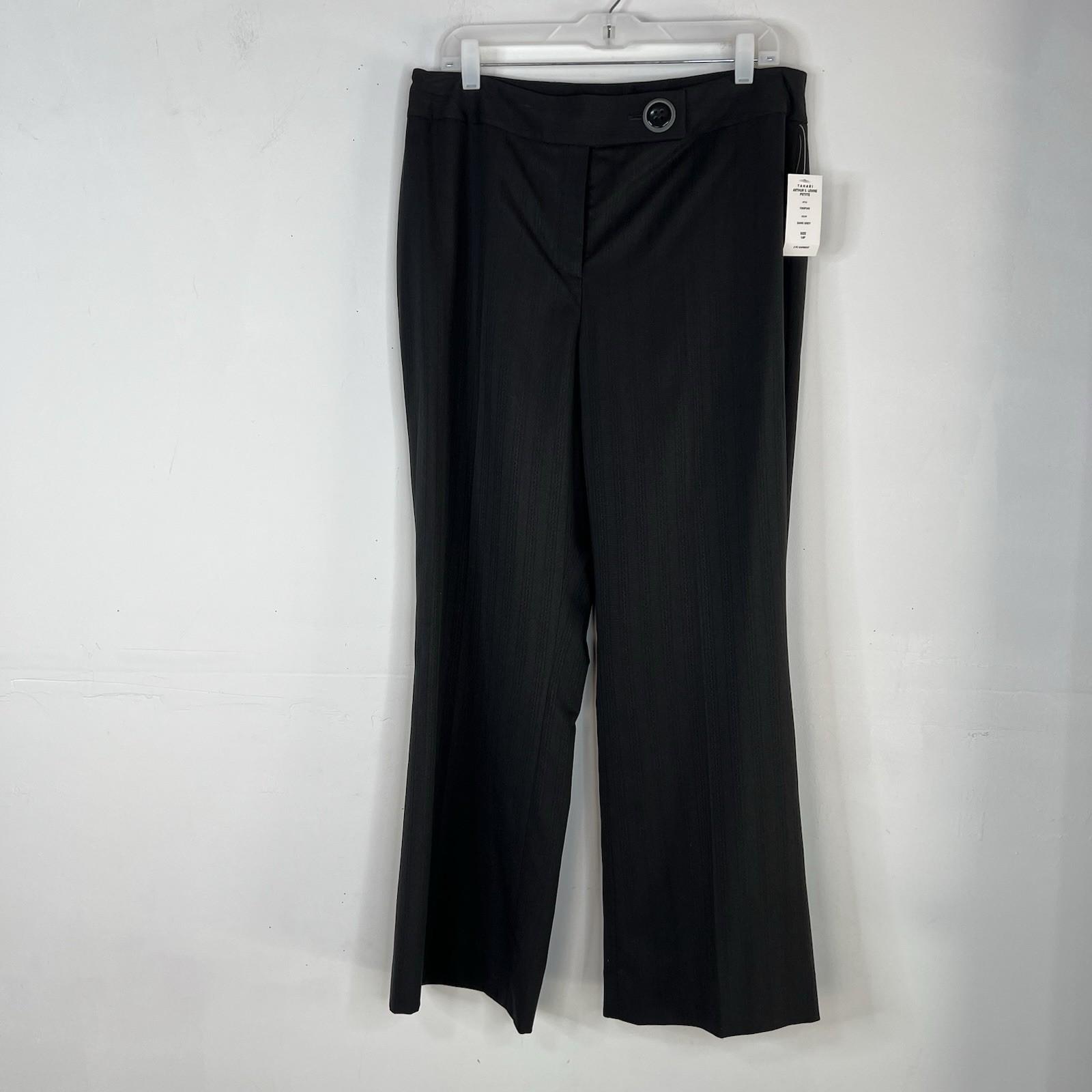 10-4395.jpg Tahari ASL Polyester Viscose Pant Suit 14P Dark Gray Peak Striped Collar 2PC New