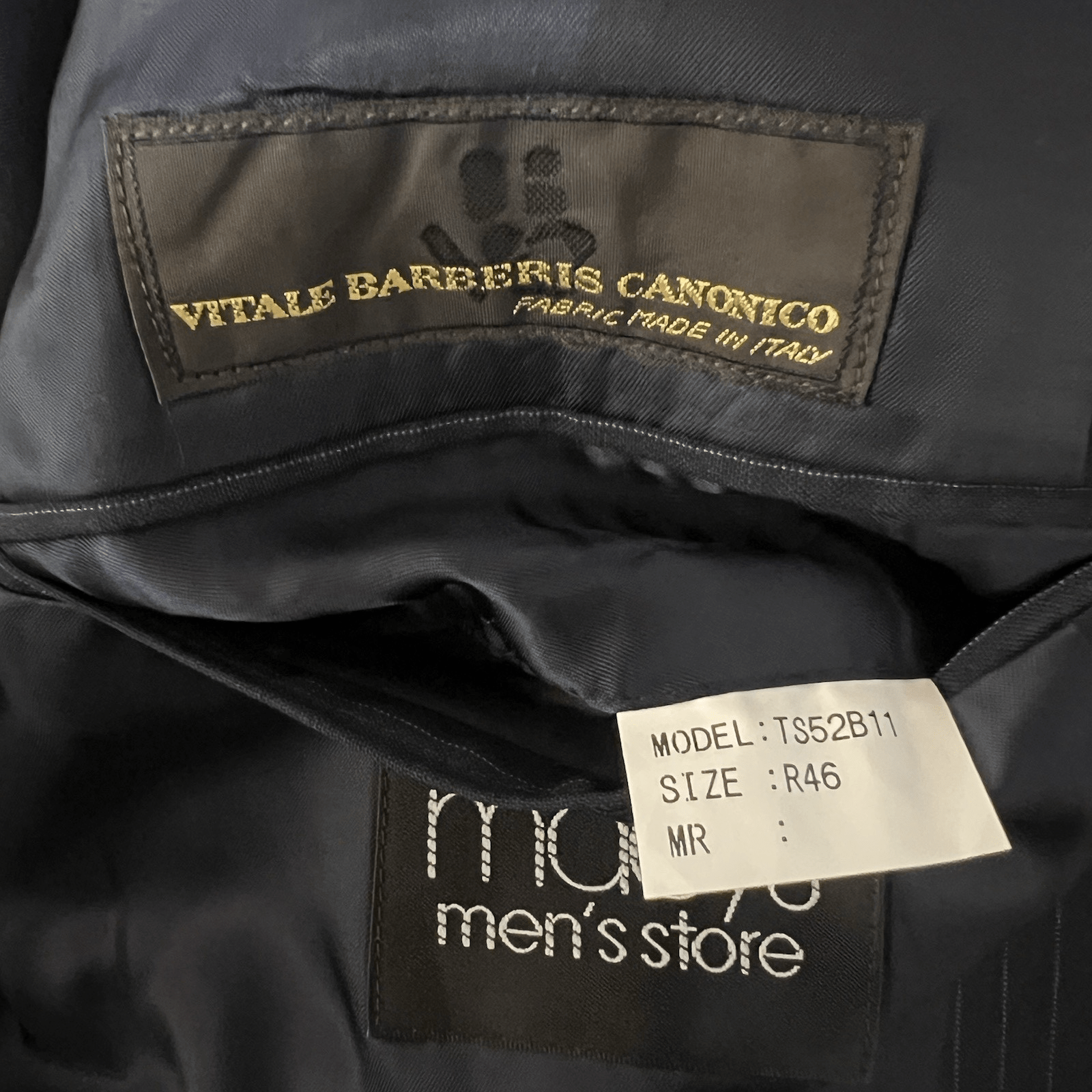 Tasso Elba Vitale Barberis Men New Wool Mohair Black Striped Pant 38L Suit 46R