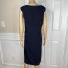 Evan Picone Polyester Stretch Dress 18 Suit 16 Navy Blue White Open Front 2PC