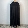 Vintage 1980s Alorna Black  Wool Cape Maxi Length Cloak One Size Mob Wife