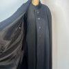 Vintage 1980s Alorna Black  Wool Cape Maxi Length Cloak One Size Mob Wife