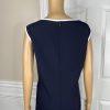 Evan Picone Polyester Stretch Dress 18 Suit 16 Navy Blue White Open Front 2PC