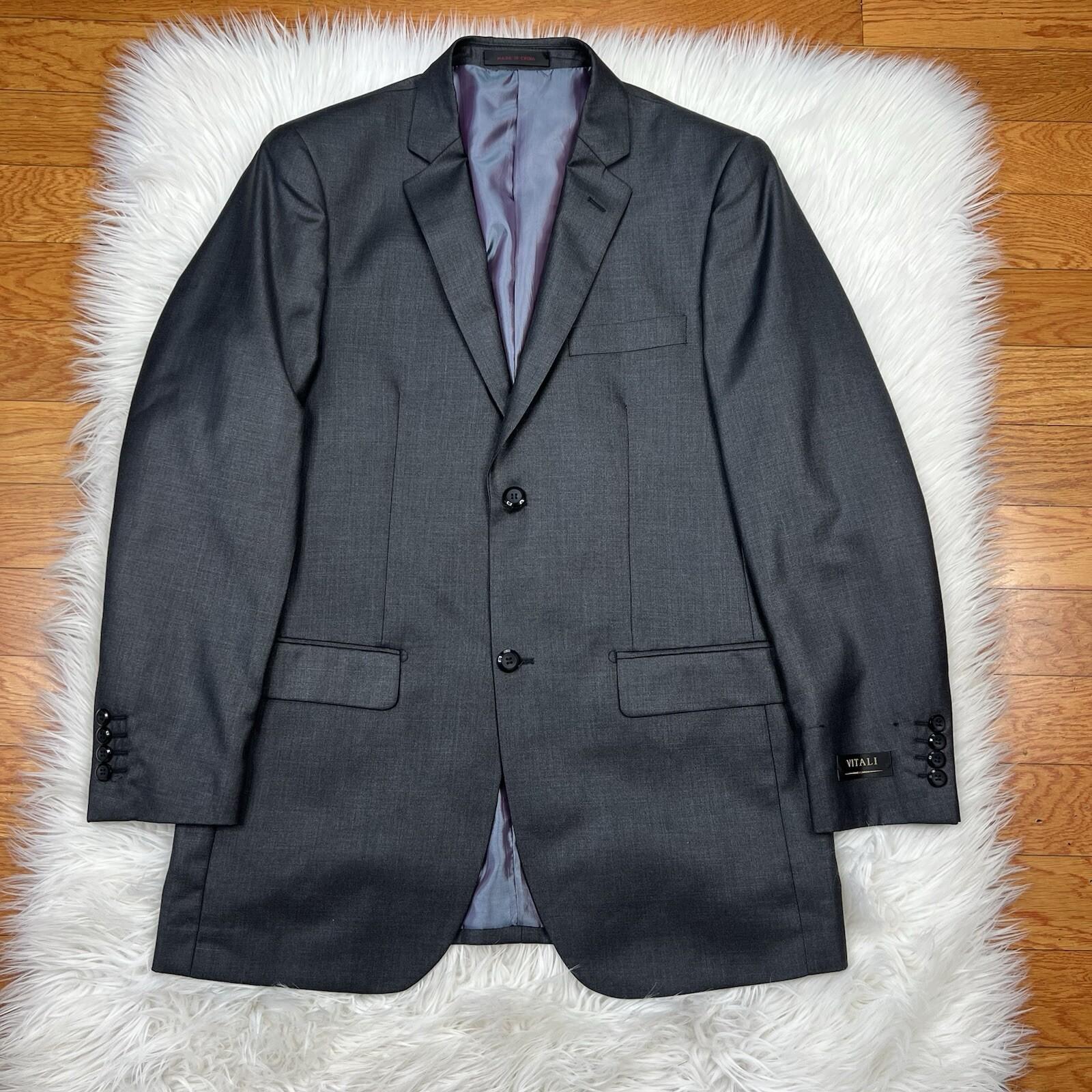 Vitali Men 3PC Suit 38R Pants 32x30 Vest Charcoal Sheen Soft Fabric Unhemmed